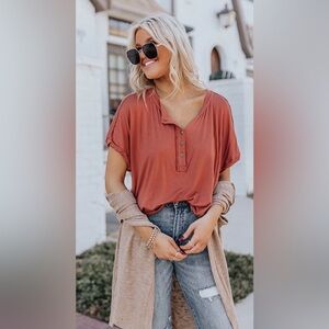Free People we the free Charlie linen blend heirloom Henley top